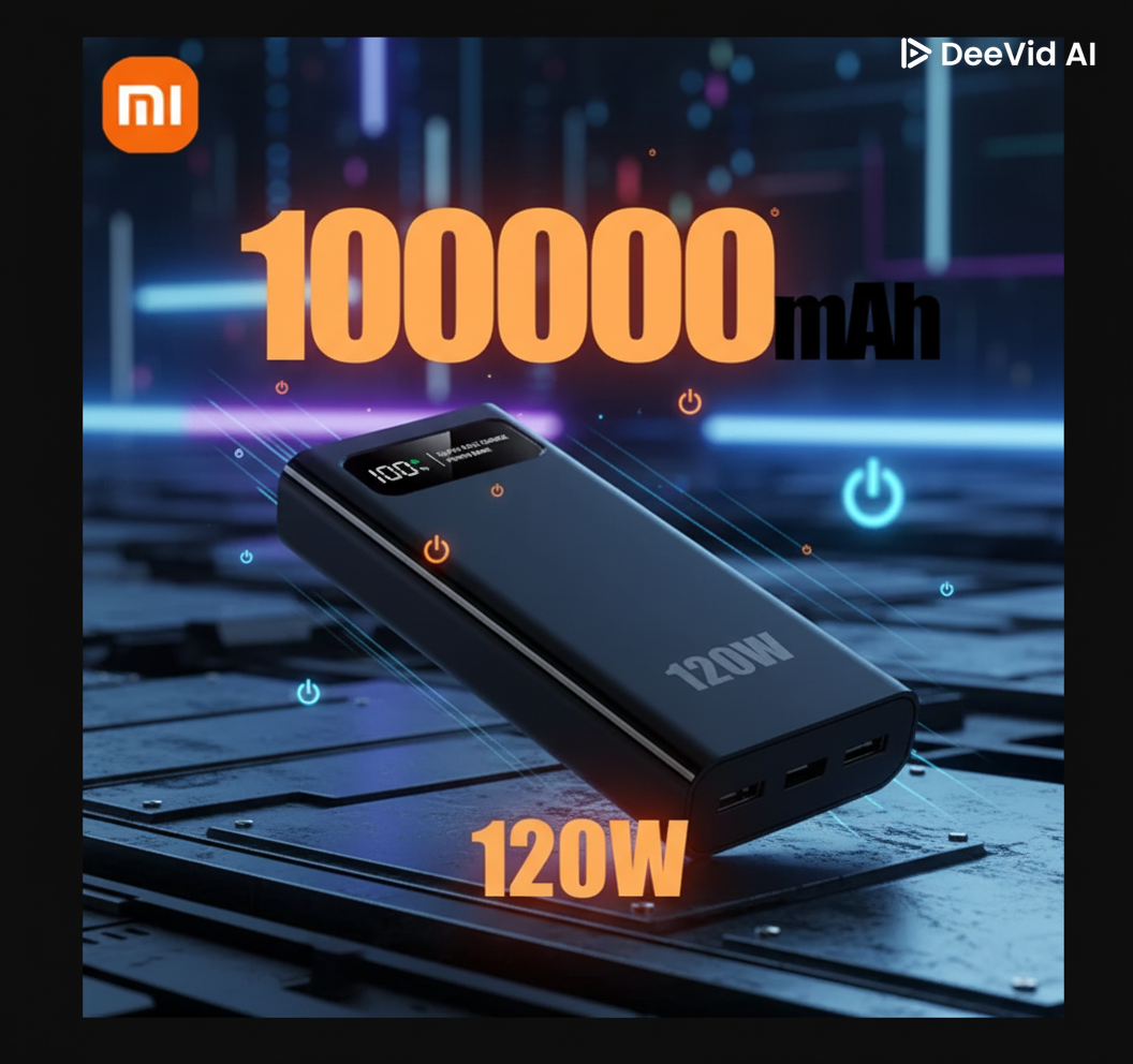 200000mAh LED Digital Display Power Bank High Capacity 120W Super Fast Charging Portable External Battery